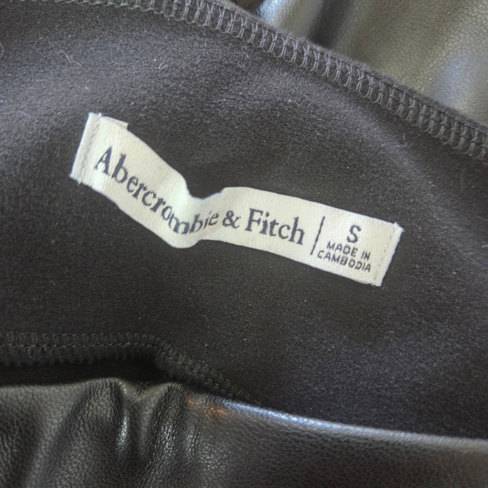Abercrombie Fitch Faux Leather Leggings Small High Rise Lined Black - Picture 5 of 6